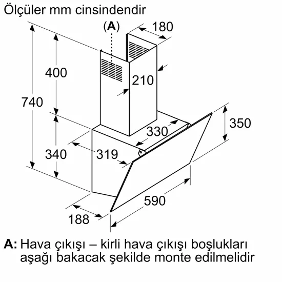 Duvar Tipi Davlumbaz 60 cm Beyaz Cam Yüzey, BeyazDVK6J3200.0 (0)