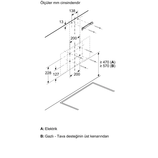 Duvar Tipi Davlumbaz 60 cm Siyah Cam, SiyahDVK6J4690.0 (0)