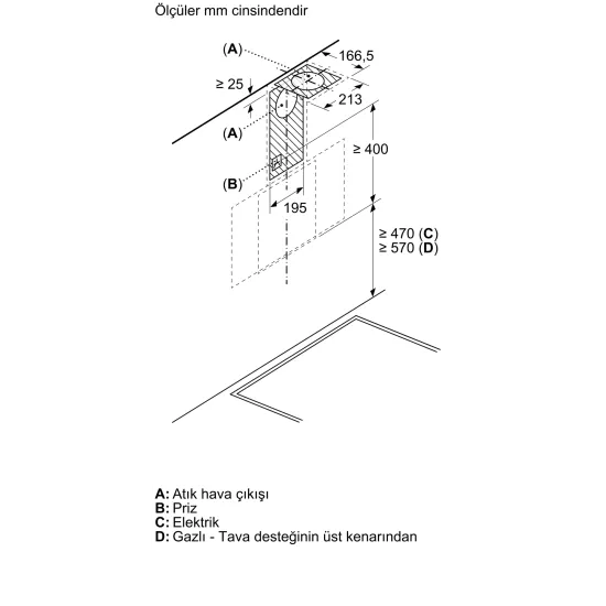 Duvar Tipi Davlumbaz 60 cm Siyah Cam, SiyahDVK6J4690.0 (0)