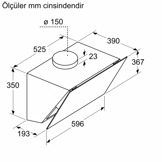 Duvar Tipi Davlumbaz 60 cm Beyaz Cam Yüzey, BeyazDVK6J6290.0 (0)