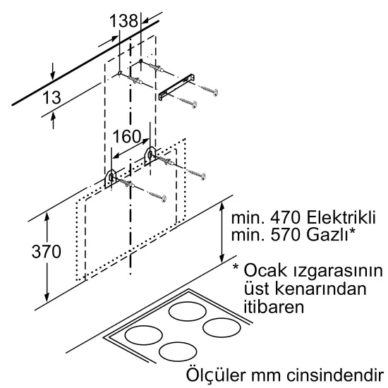 Duvar Tipi Davlumbaz 60 cm Siyah Cam, SiyahDVK6J6610.0 (0)