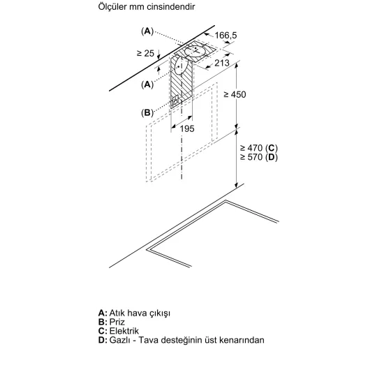 Duvar Tipi Davlumbaz 60 cm Siyah Cam, SiyahDVK6J6690.0 (0)