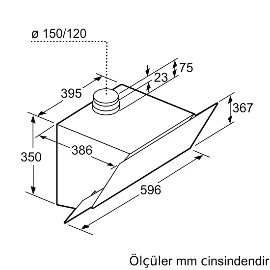 Duvar Tipi Davlumbaz 60 cm Platin gri cam yüzey, Platin griDVK6J6710.0 (0)