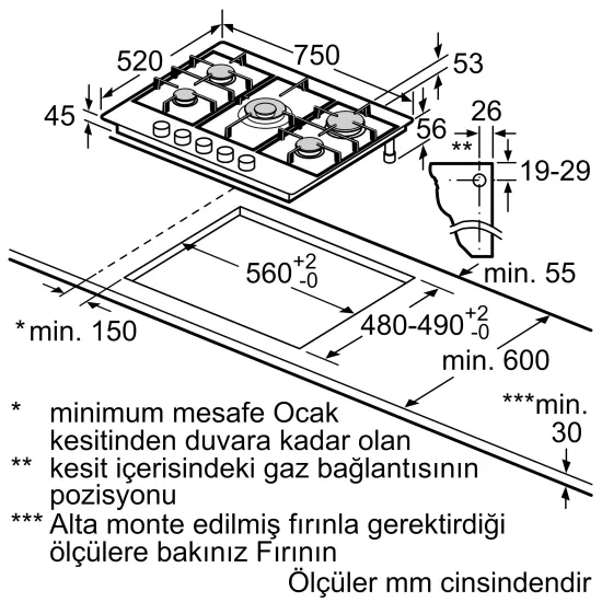 Gazlı Ocak 75 cm Sert cam,ON28Q9P10D0.0 (0)
